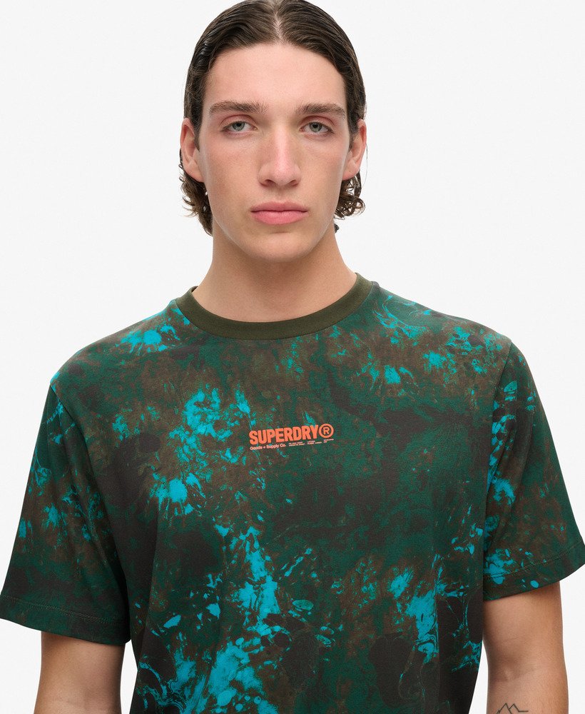 utility camo graphic loose t-shirt in bali marble