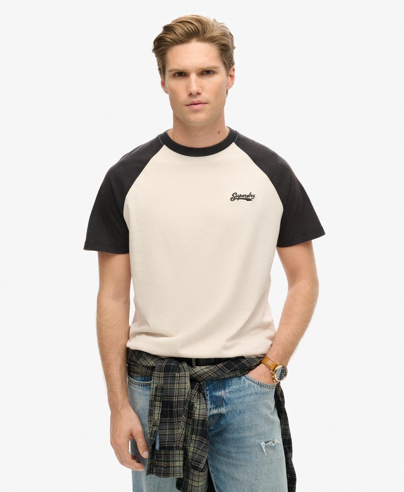 essential logo baseball t-shirt in wit zandzwart