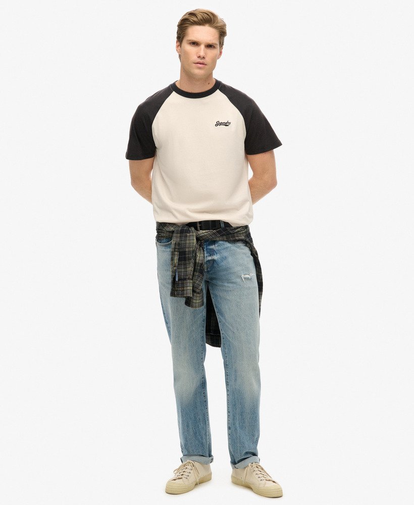 essential logo baseball t-shirt in wit zandzwart