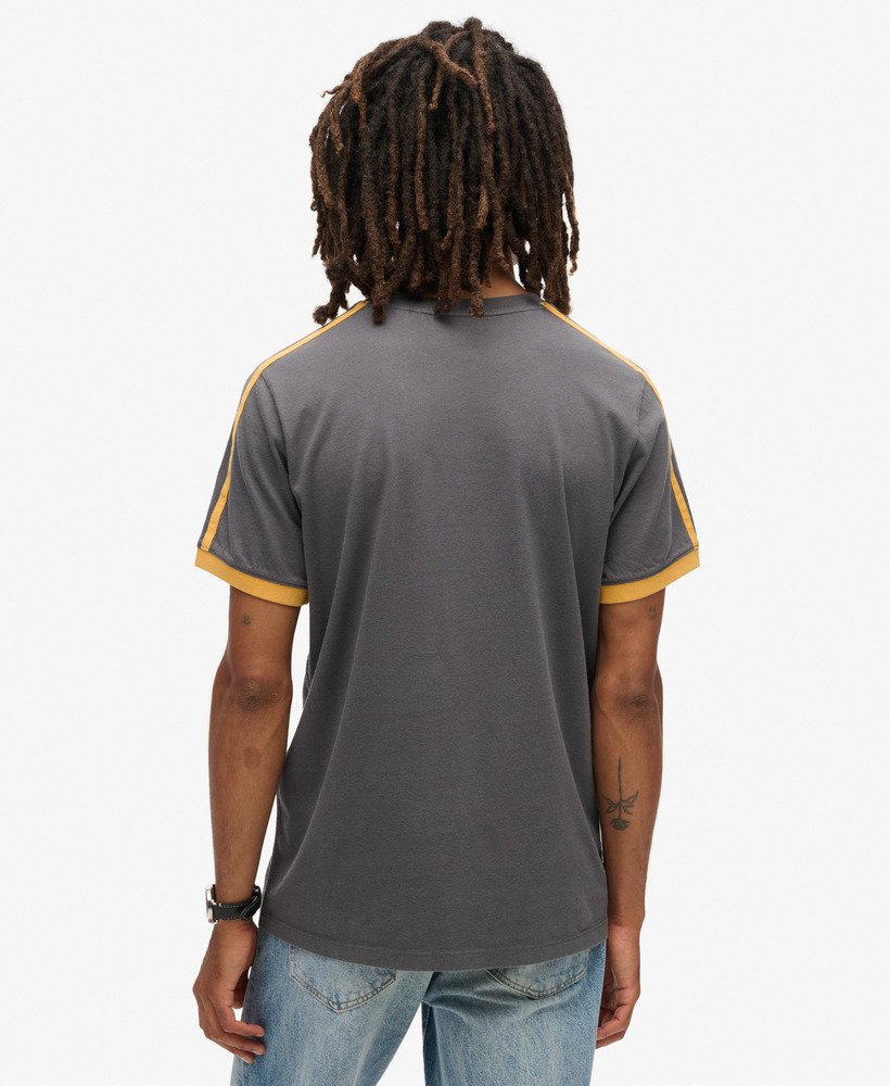 essential logo retro gestreept t-shirt in grafietzwart