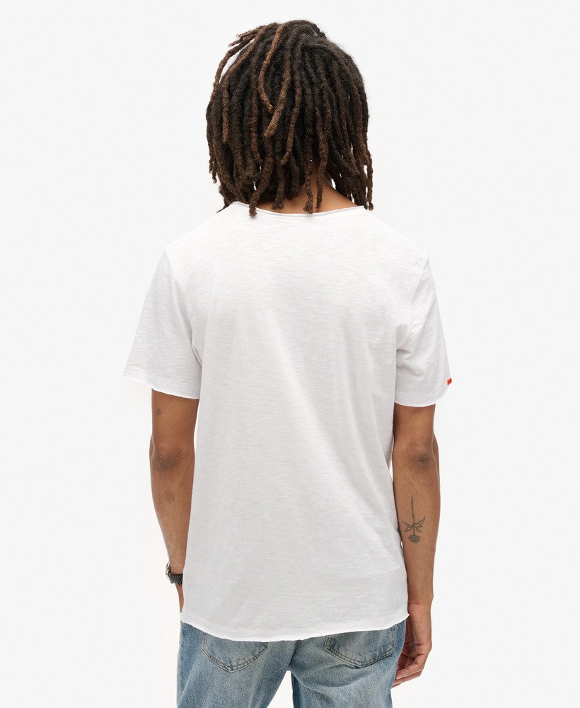 t-shirt met v-hals en rafelige rand in optic