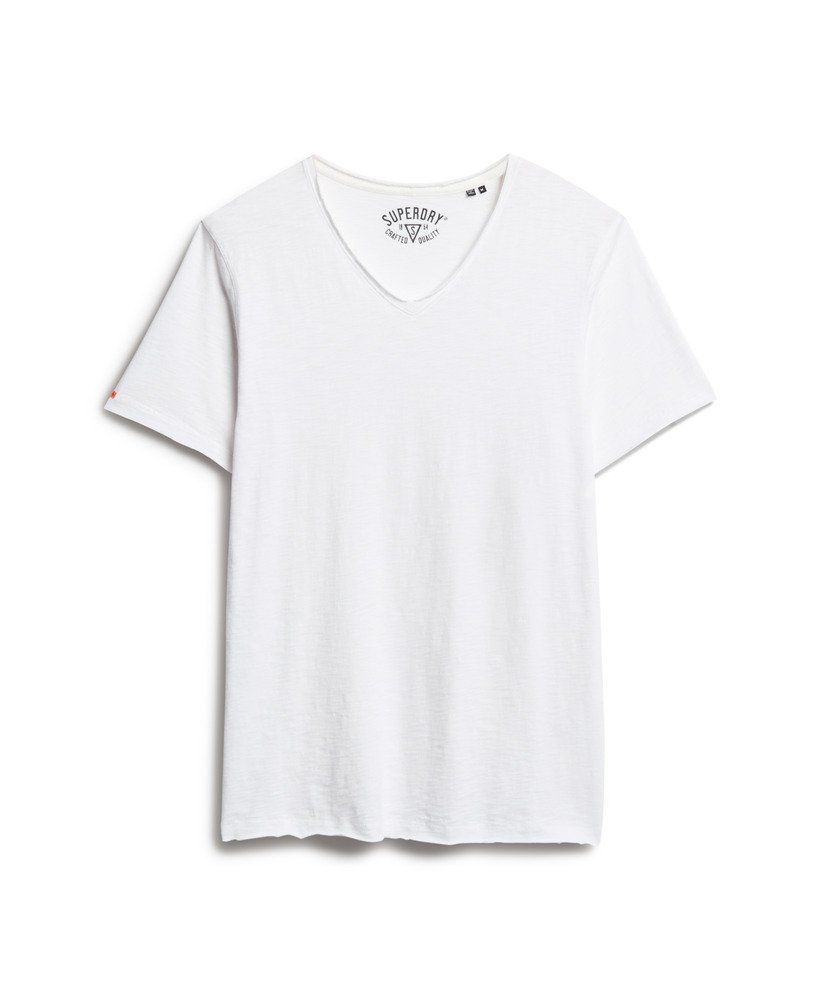 t-shirt met v-hals en rafelige rand in optic