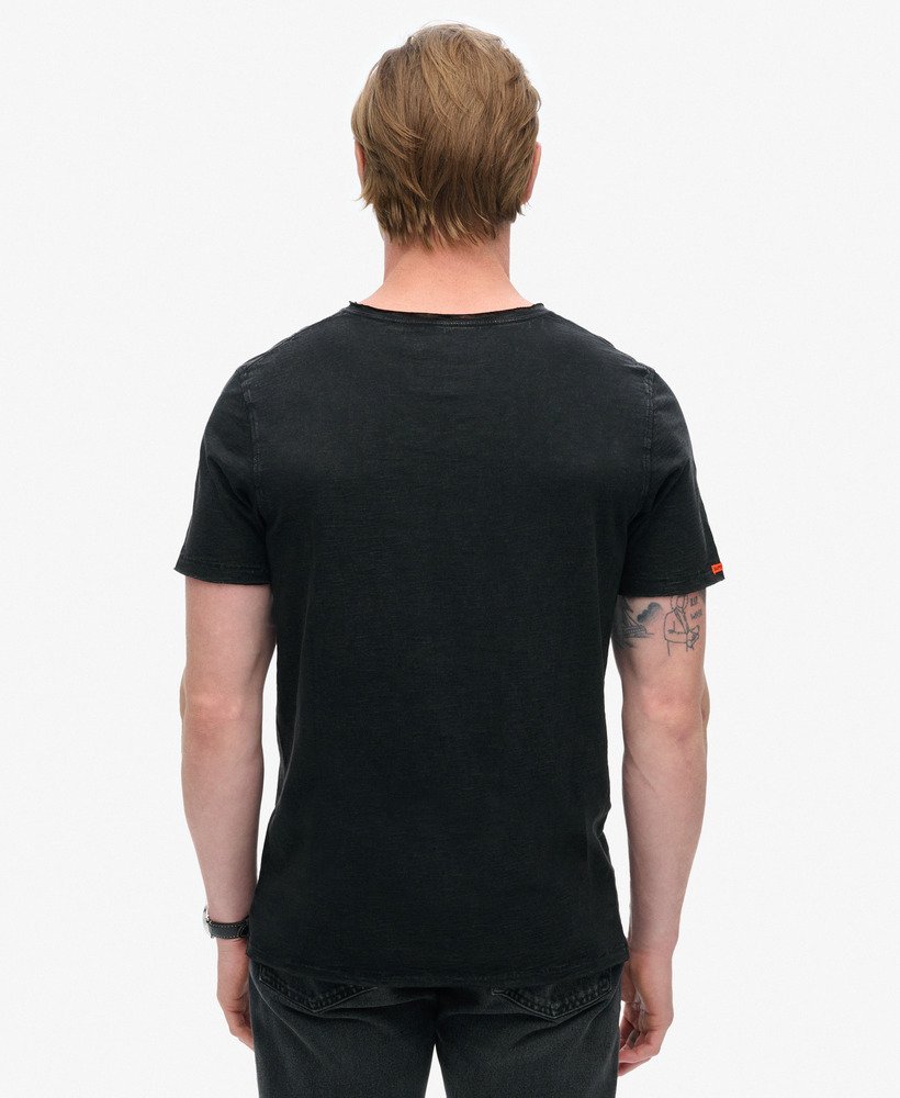 t-shirt met v-hals en rafelige rand in zwart