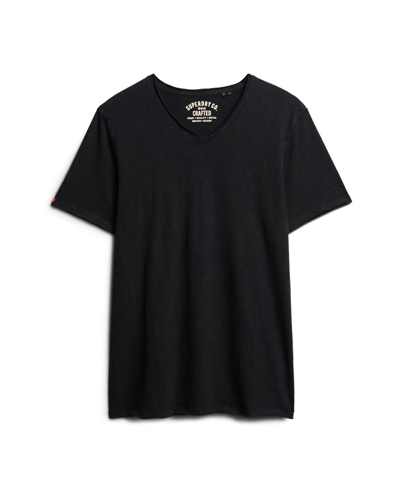 t-shirt met v-hals en rafelige rand in zwart