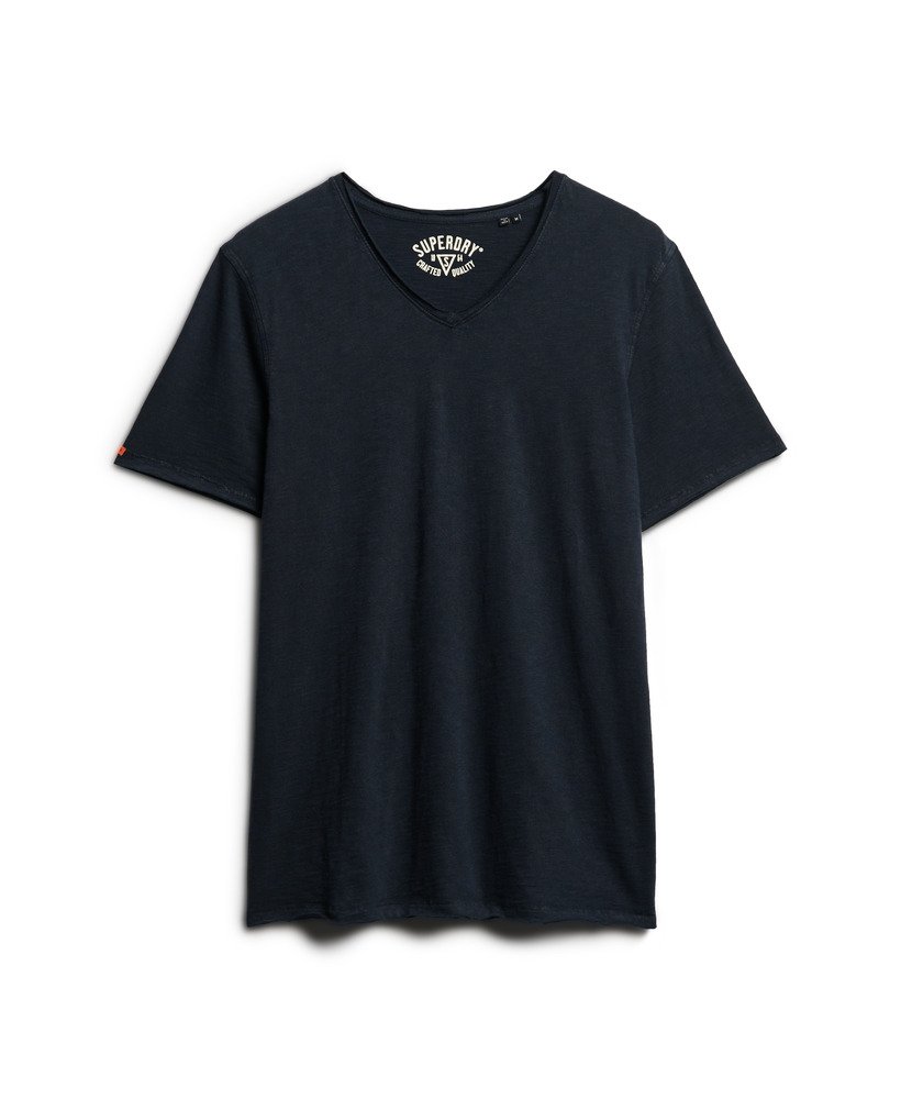 t-shirt met v-hals en rafelige rand in eclipse navy