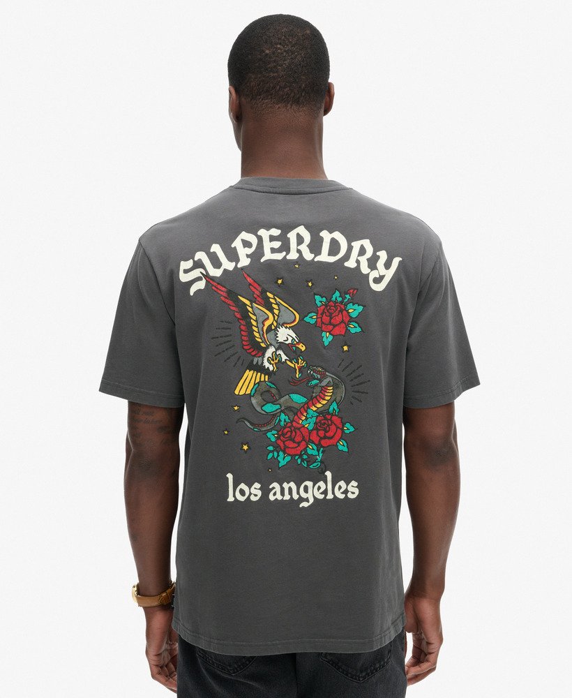 tattoo back graphic loose t-shirt in charcoal