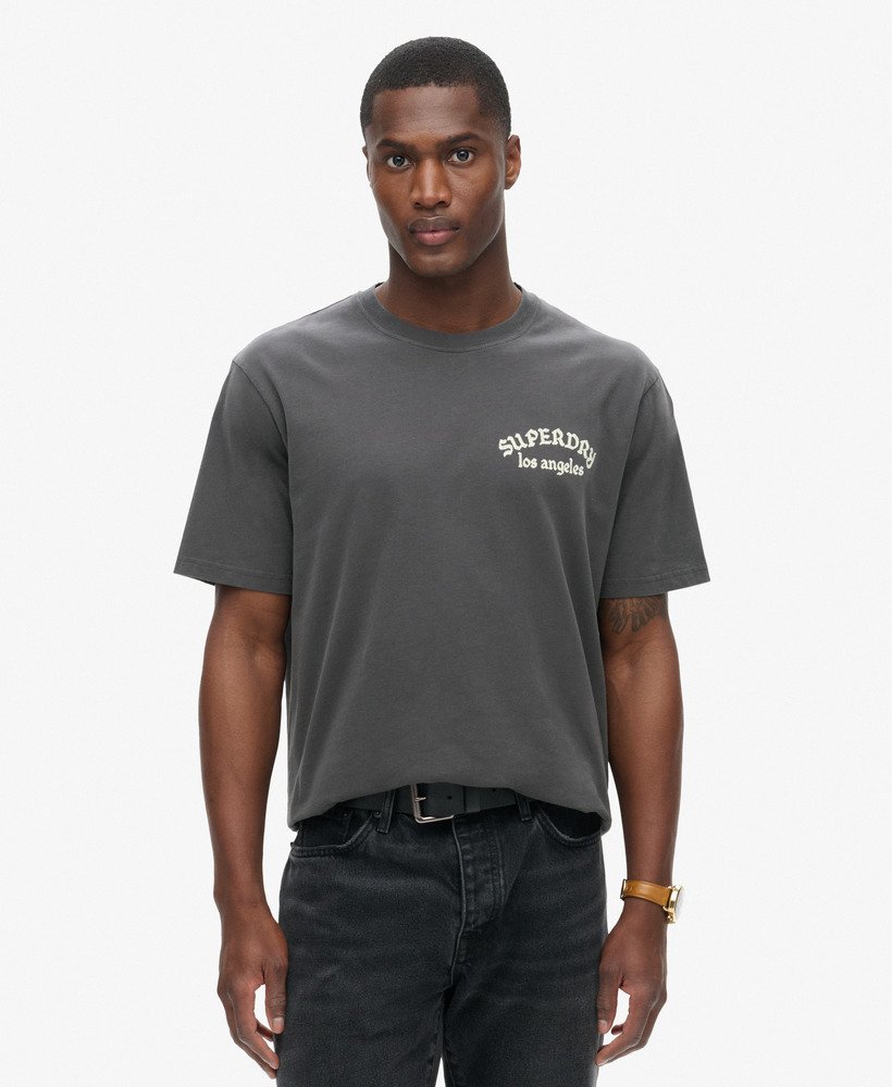 tattoo back graphic loose t-shirt in charcoal