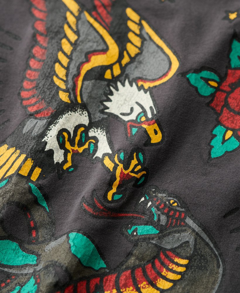 tattoo back graphic loose t-shirt in charcoal