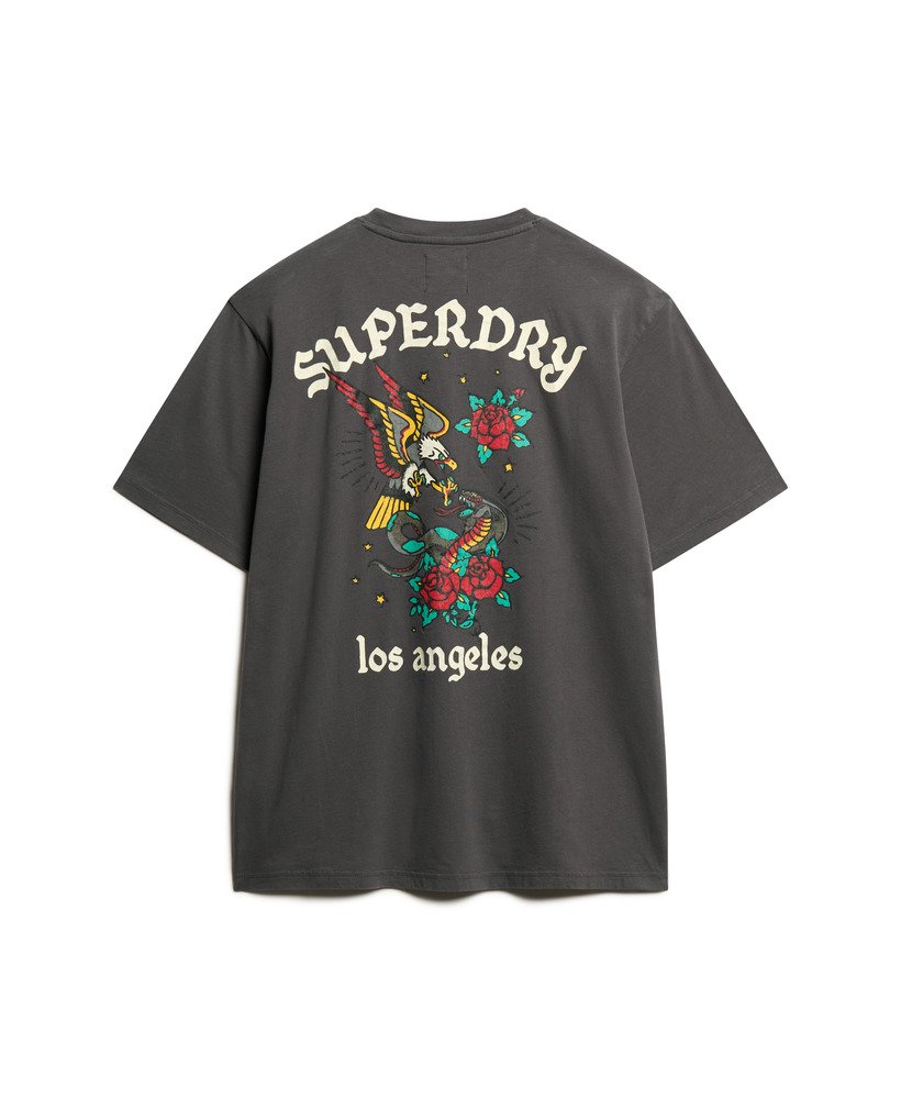 tattoo back graphic loose t-shirt in charcoal