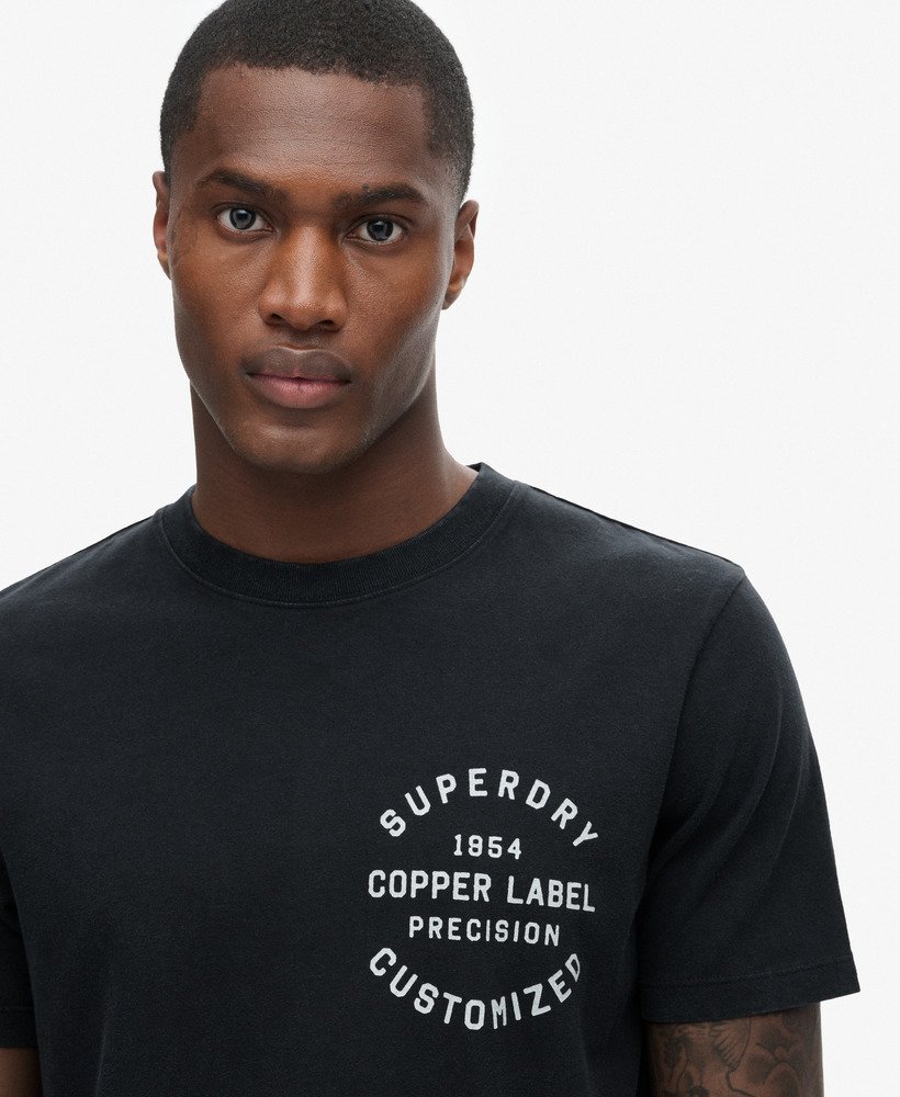 copper label t-shirt met borstprint in gitzwart