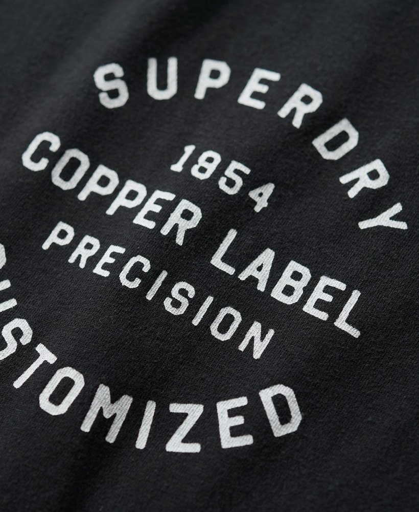 copper label t-shirt met borstprint in gitzwart
