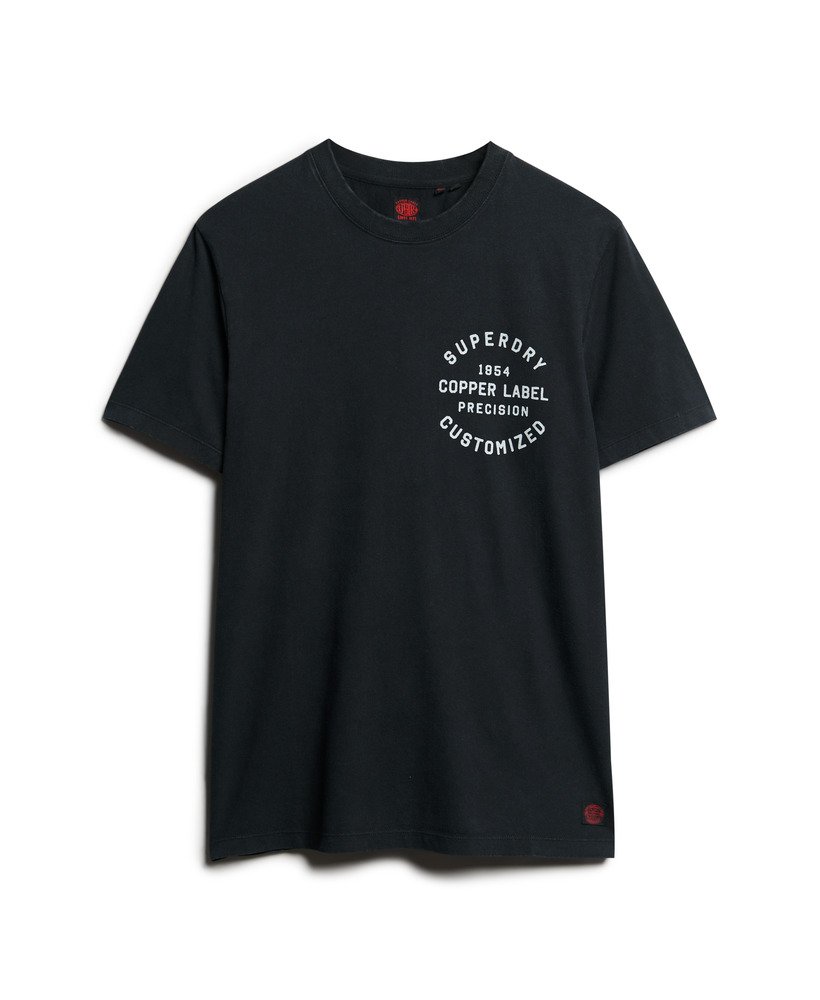 copper label t-shirt met borstprint in gitzwart