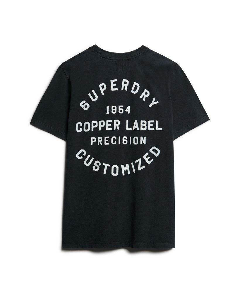 copper label t-shirt met borstprint in gitzwart