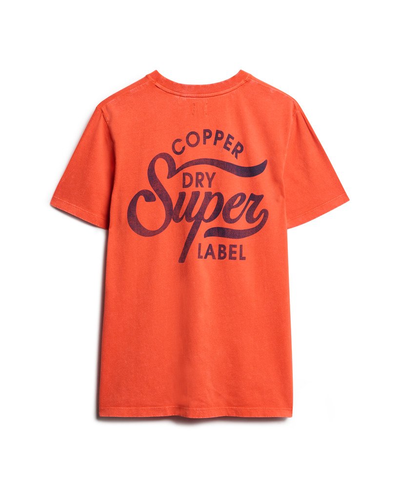 copper label t-shirt met borstprint in roestbruine kleur van denim co.