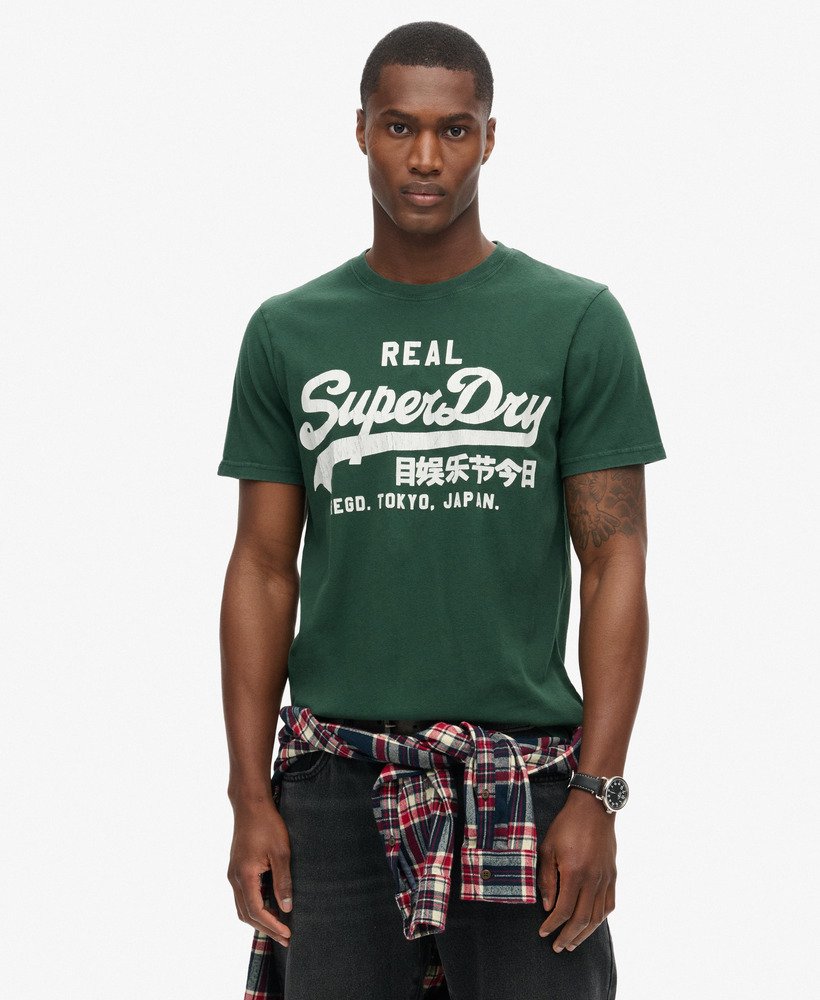 vintage logo graphic t-shirt in emaillegroen