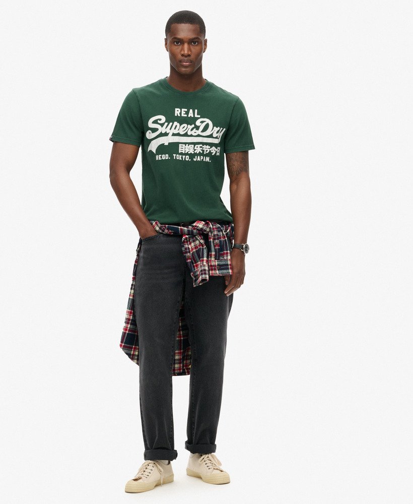 vintage logo graphic t-shirt in emaillegroen