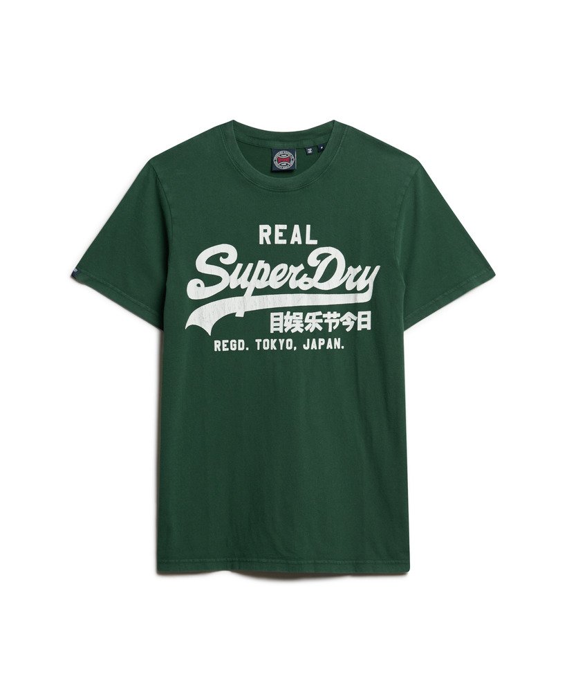 vintage logo graphic t-shirt in emaillegroen