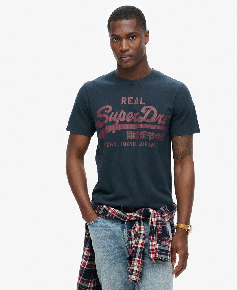 vintage logo graphic t-shirt in eclipse navy