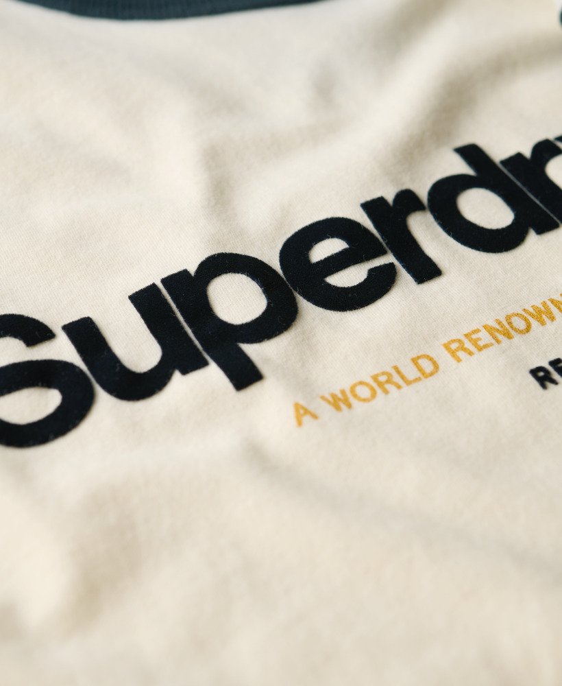 core logo ringer workwear graphic t-shirt in vintage cream