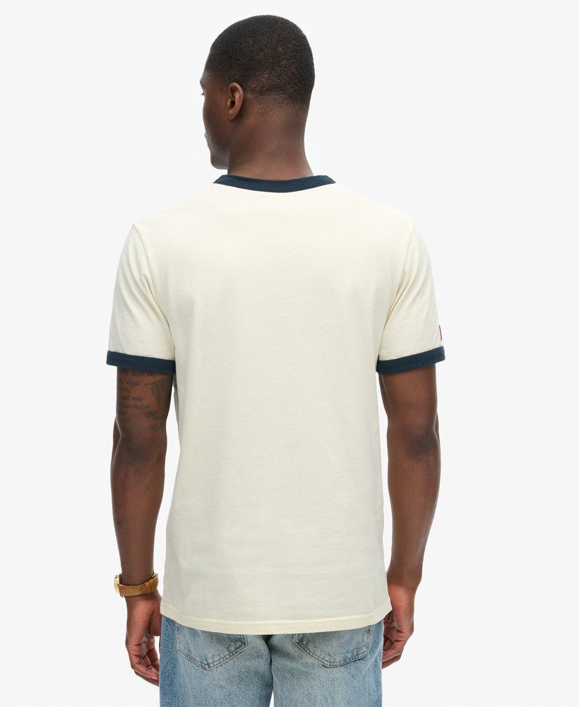 core logo ringer workwear graphic t-shirt in vintage cream