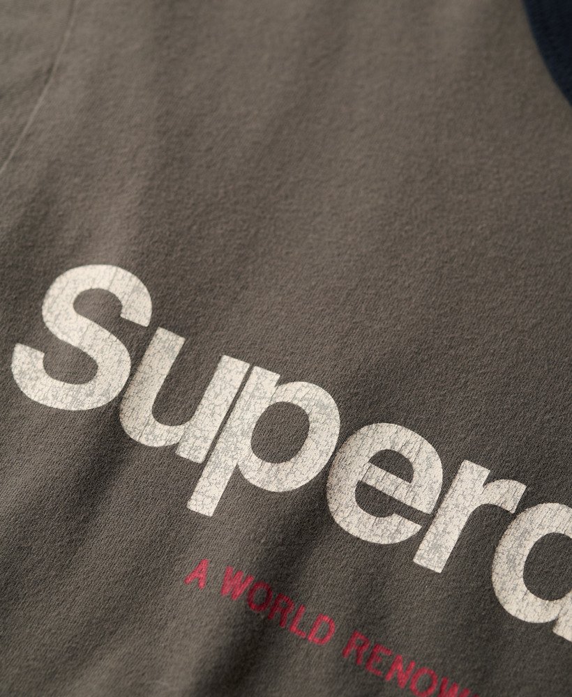 core logo ringer workwear graphic t-shirt in dusky slate grey