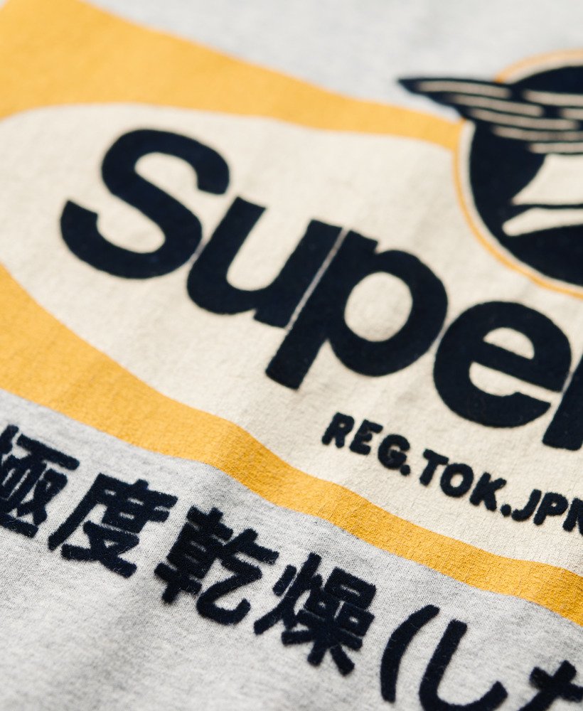 core logo ringer workwear graphic t-shirt in pumice stone beige marl