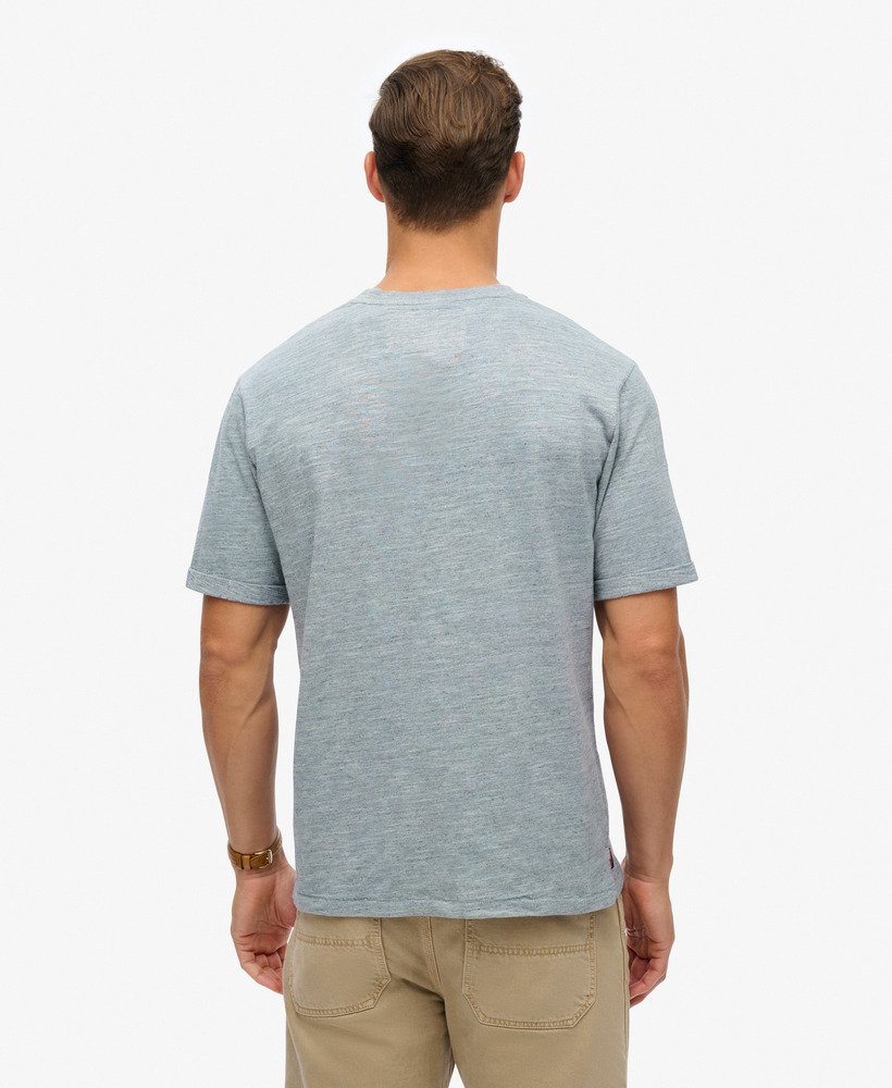 overgeverfd slub gemêleerd t-shirt in blauwe mist.