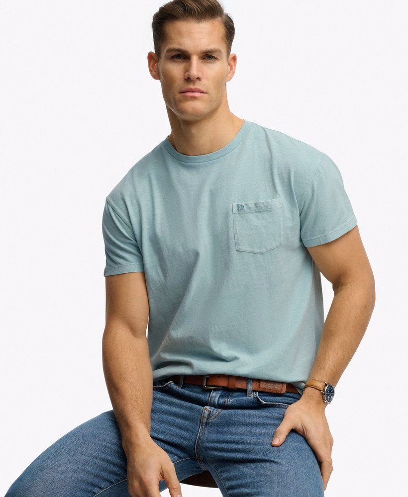 Klassiek katoen-linnen T-shirt met borstzak