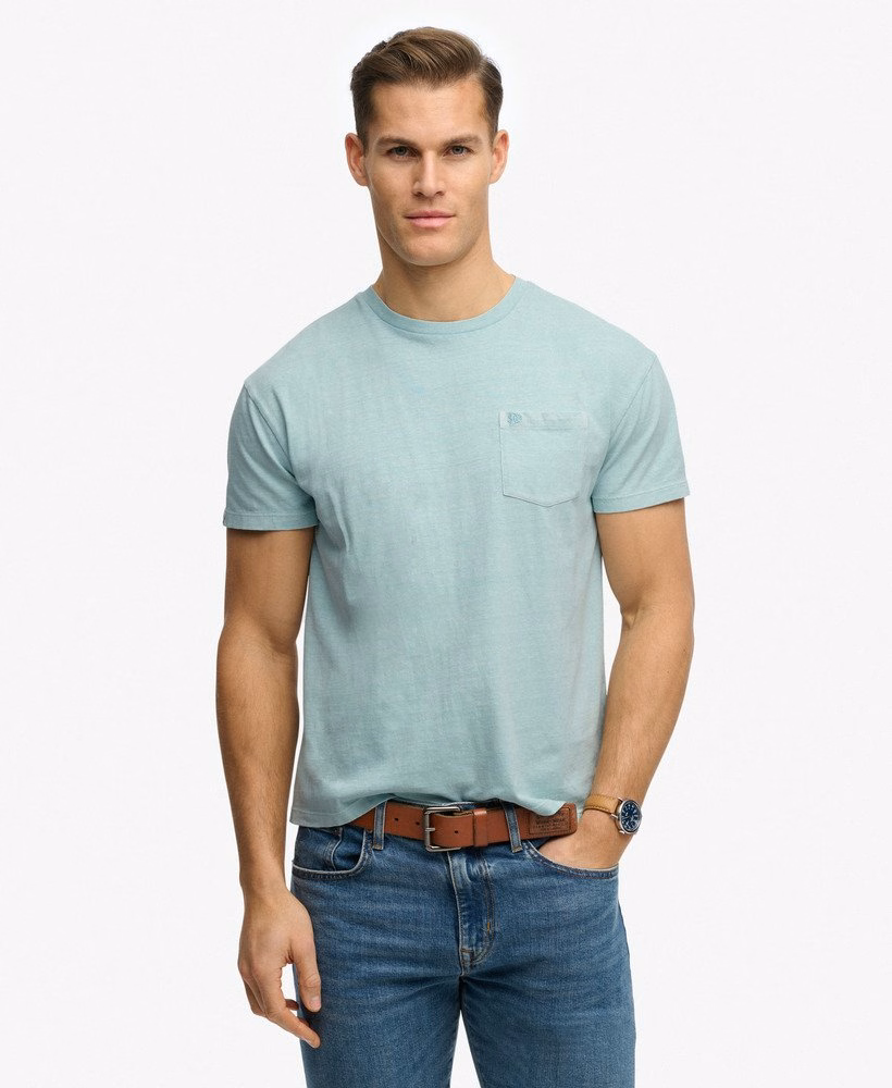 Klassiek katoen-linnen T-shirt met borstzak