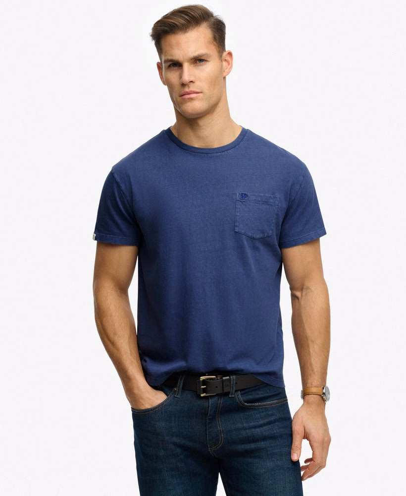 Klassiek katoen-linnen T-shirt met borstzak
