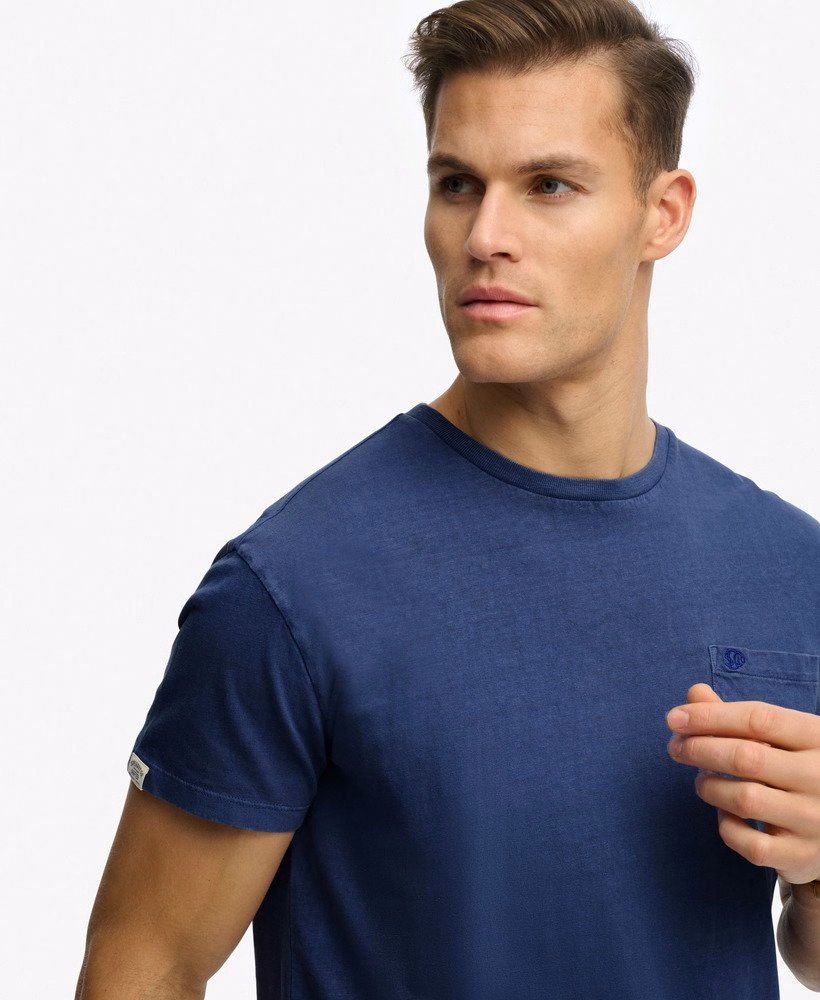 Klassiek katoen-linnen T-shirt met borstzak