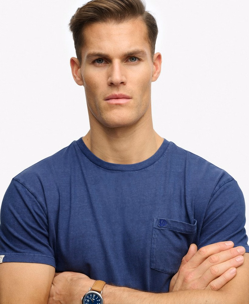 Klassiek katoen-linnen T-shirt met borstzak