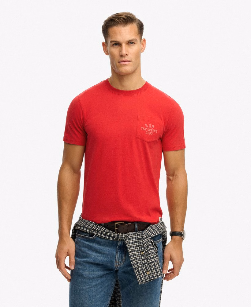 Vintage preppy relaxed T-shirt met borstzak