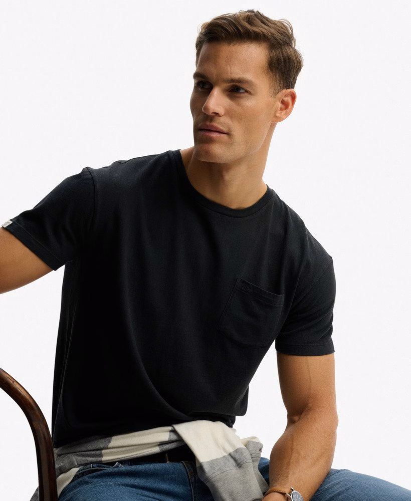 Klassiek katoen-linnen T-shirt met borstzak