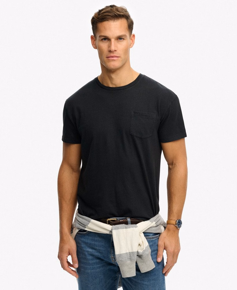 Klassiek katoen-linnen T-shirt met borstzak