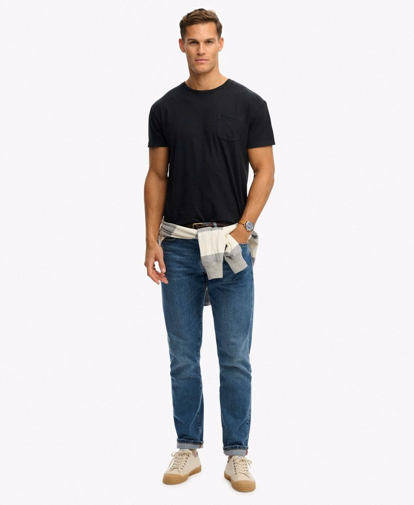 Klassiek katoen-linnen T-shirt met borstzak