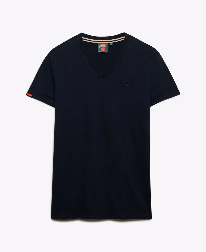 T-shirt met V-hals en geborduurd logo van biologisch katoen