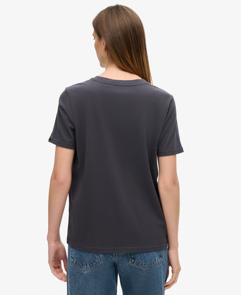 t-shirt met bloemenprint en opdruk in blackboard-stijl.