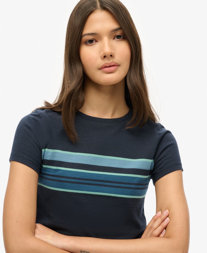 vintage gestreept crop t-shirt in eclipse navy stripe