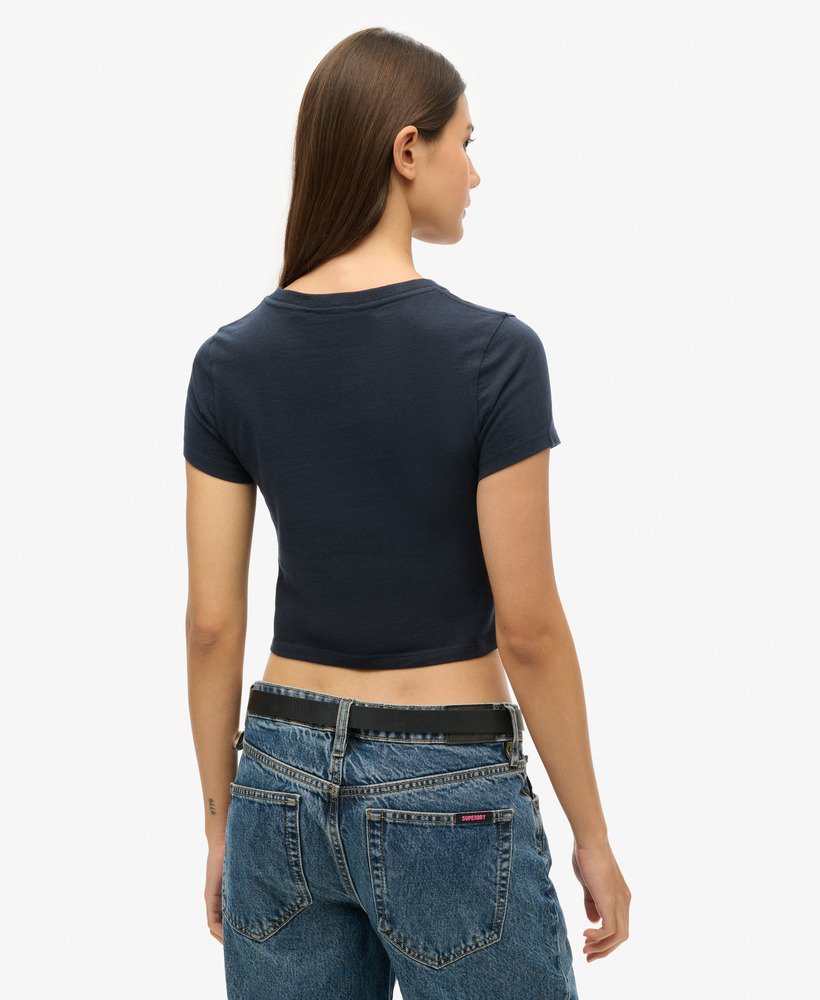 vintage gestreept crop t-shirt in eclipse navy stripe