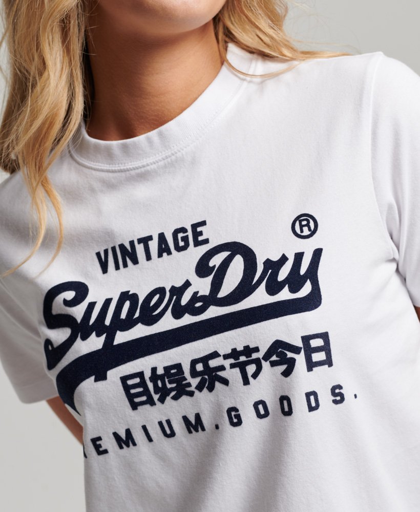 t-shirt van biologisch katoen met vintage logo en opdruk in optic