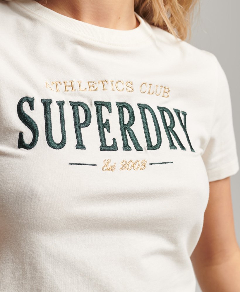 code graphic geborduurd klein t-shirt in rijstwit