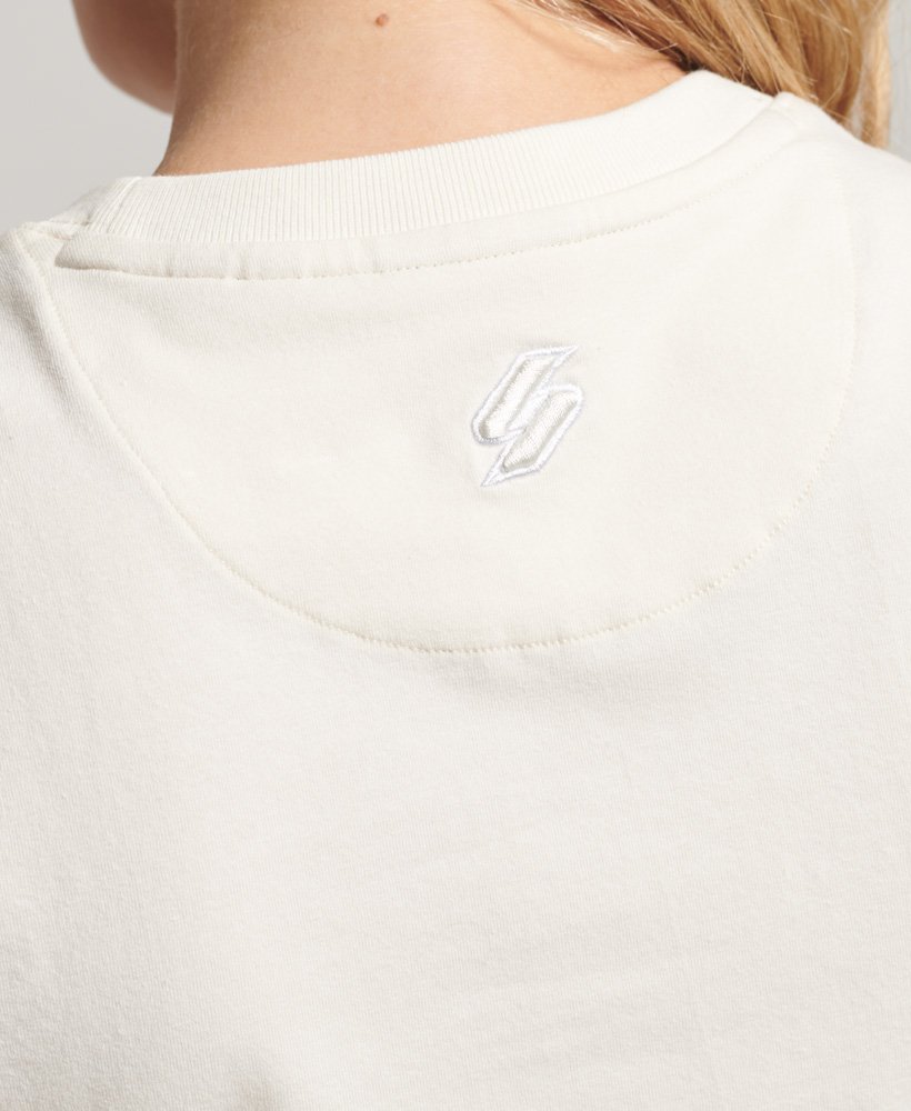 code graphic geborduurd klein t-shirt in rijstwit