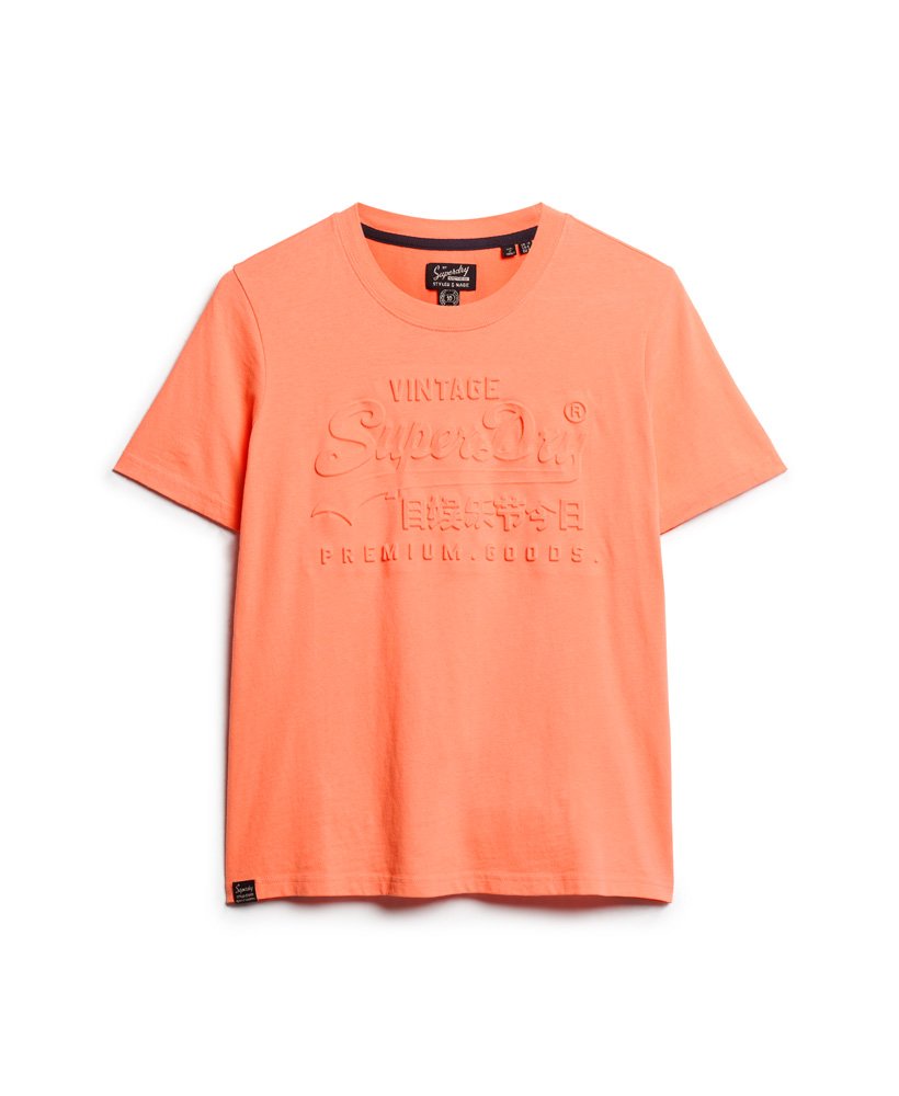 t-shirt met reliëf vintage logo in fusion coral