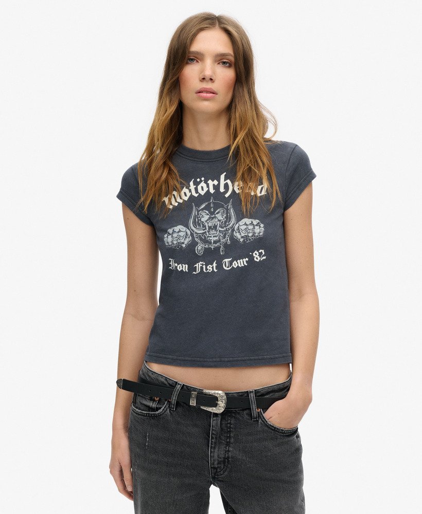 motörhead x superdry t-shirt met korte mouwen in mid merch black
