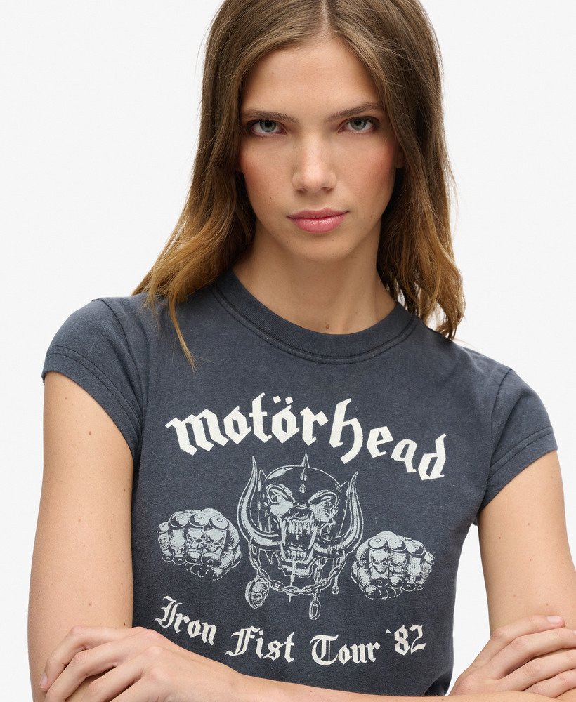 motörhead x superdry t-shirt met korte mouwen in mid merch black