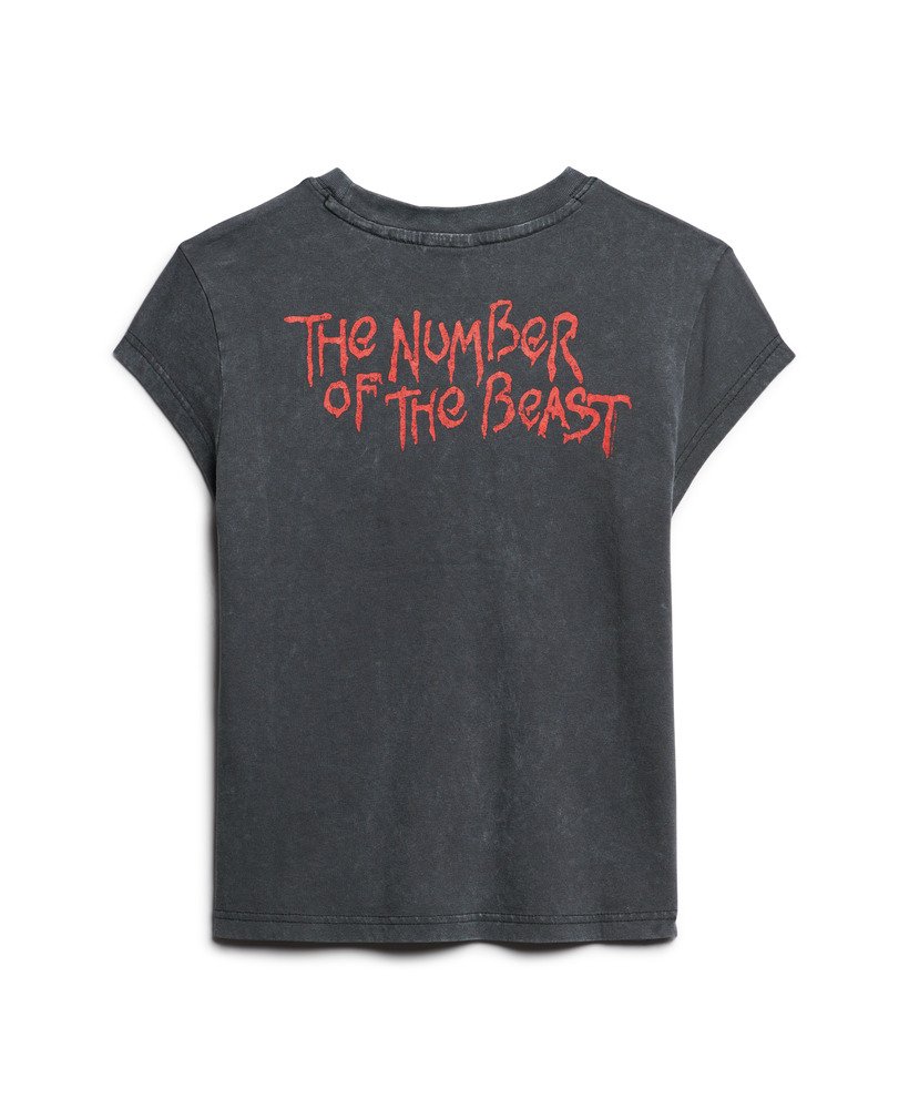 iron maiden x superdry t-shirt met korte mouwen in mid backstage black