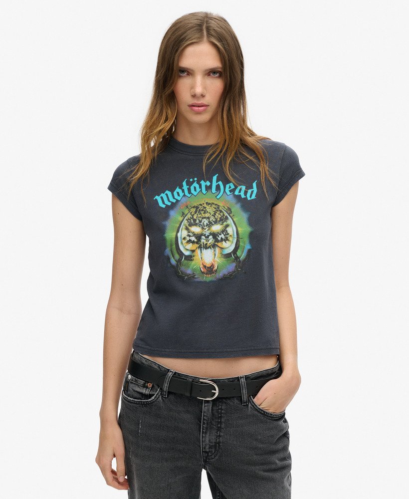motörhead x superdry t-shirt met korte mouwen in zwaar backstage black