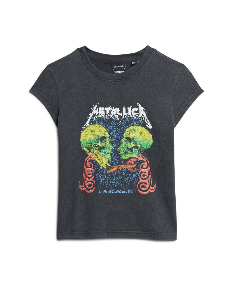 metallica x superdry t-shirt met korte mouwen in een stevige zwarte uitvoering.