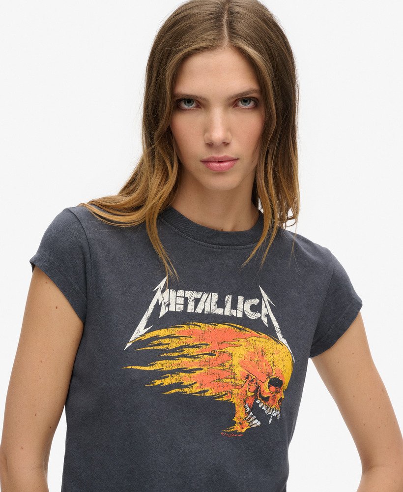 metallica x superdry t-shirt met korte mouwen in middenzwart backstage black